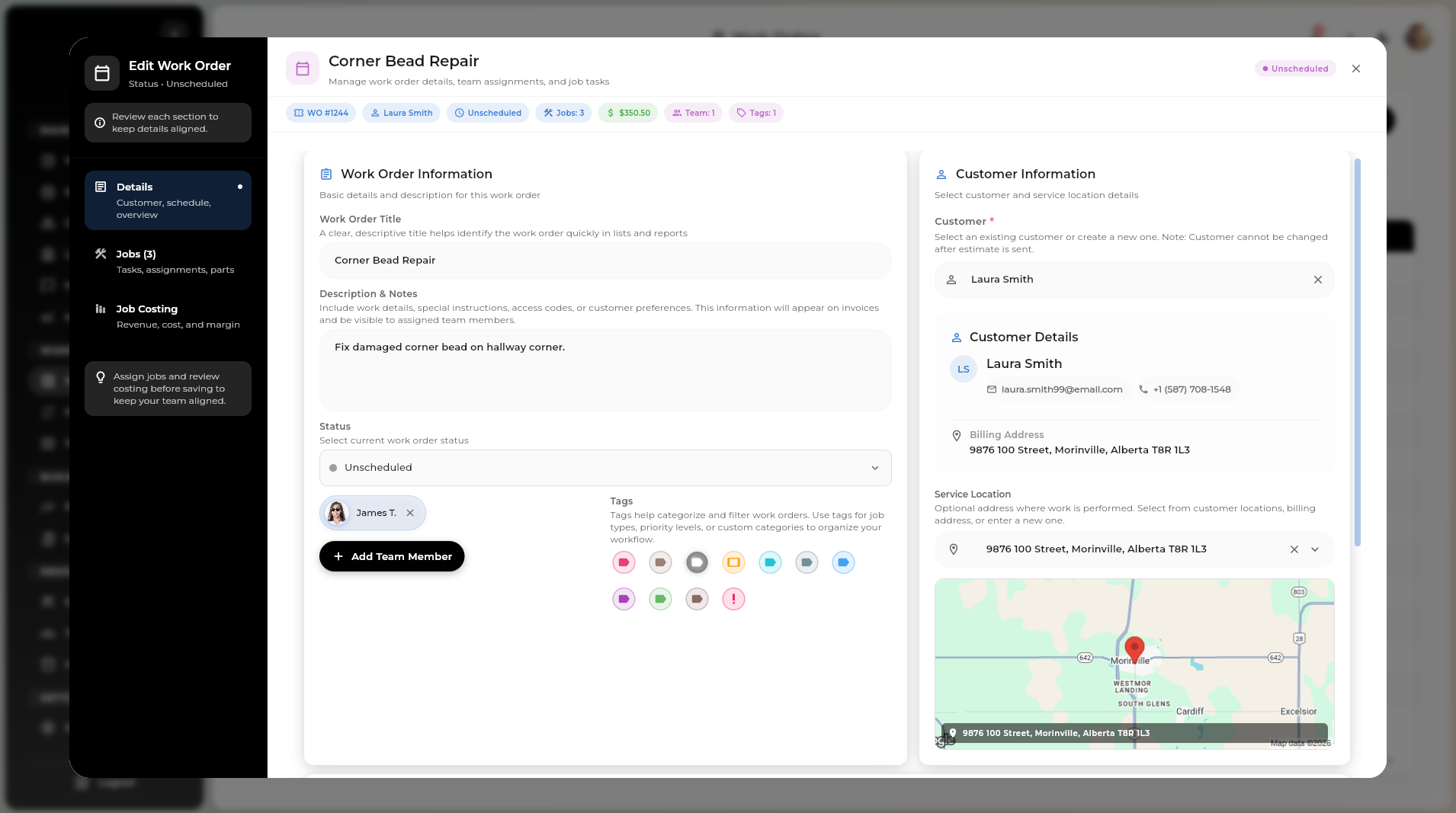 Shyft Pro work order management with job details and tasks